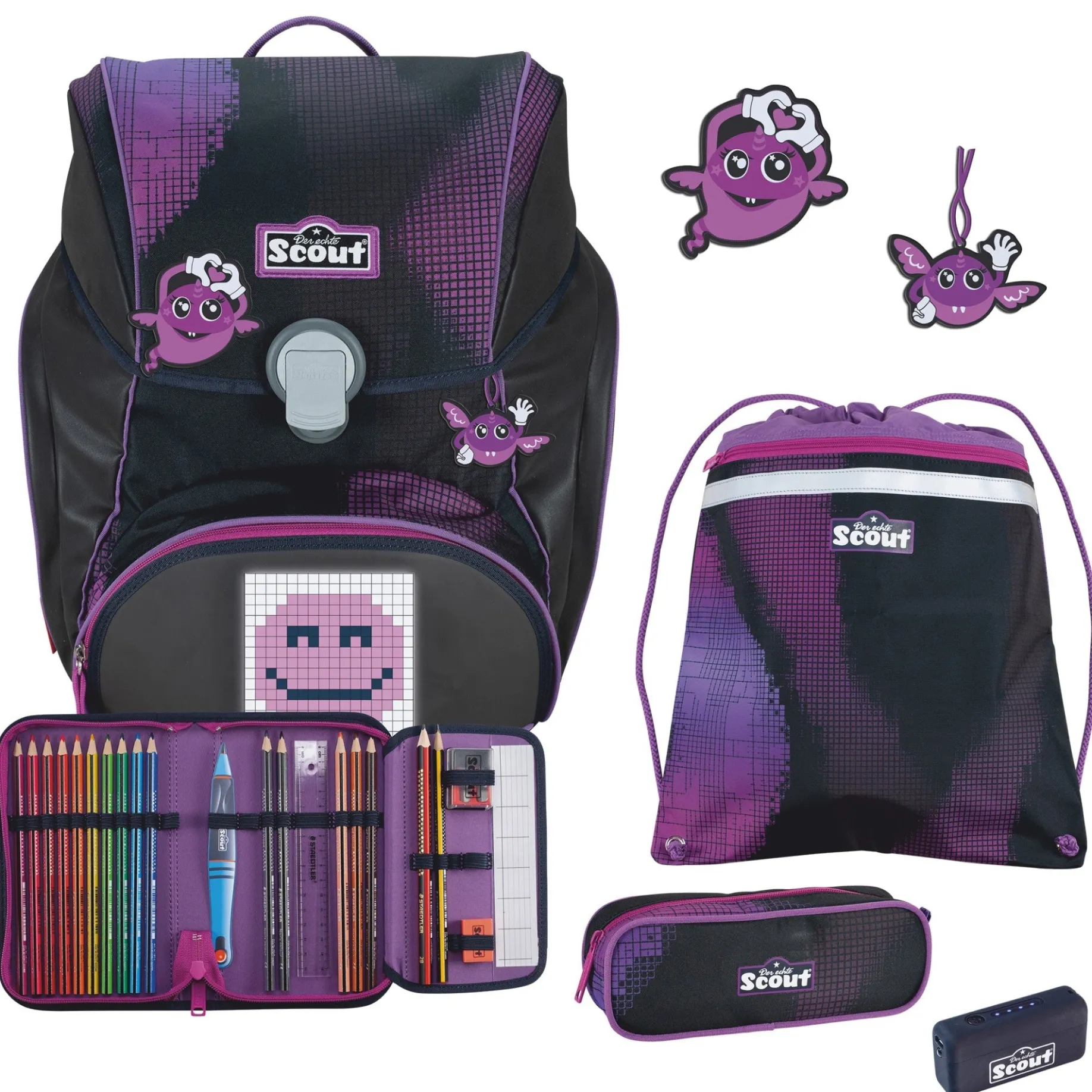 Alpha Exklusiv "Movie Star" - Schulranzen Set 5tlg. (Pink Pixel)