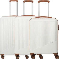 Bali - 4-Rollen Trolley Set 3tlg. (weiß/cognac)