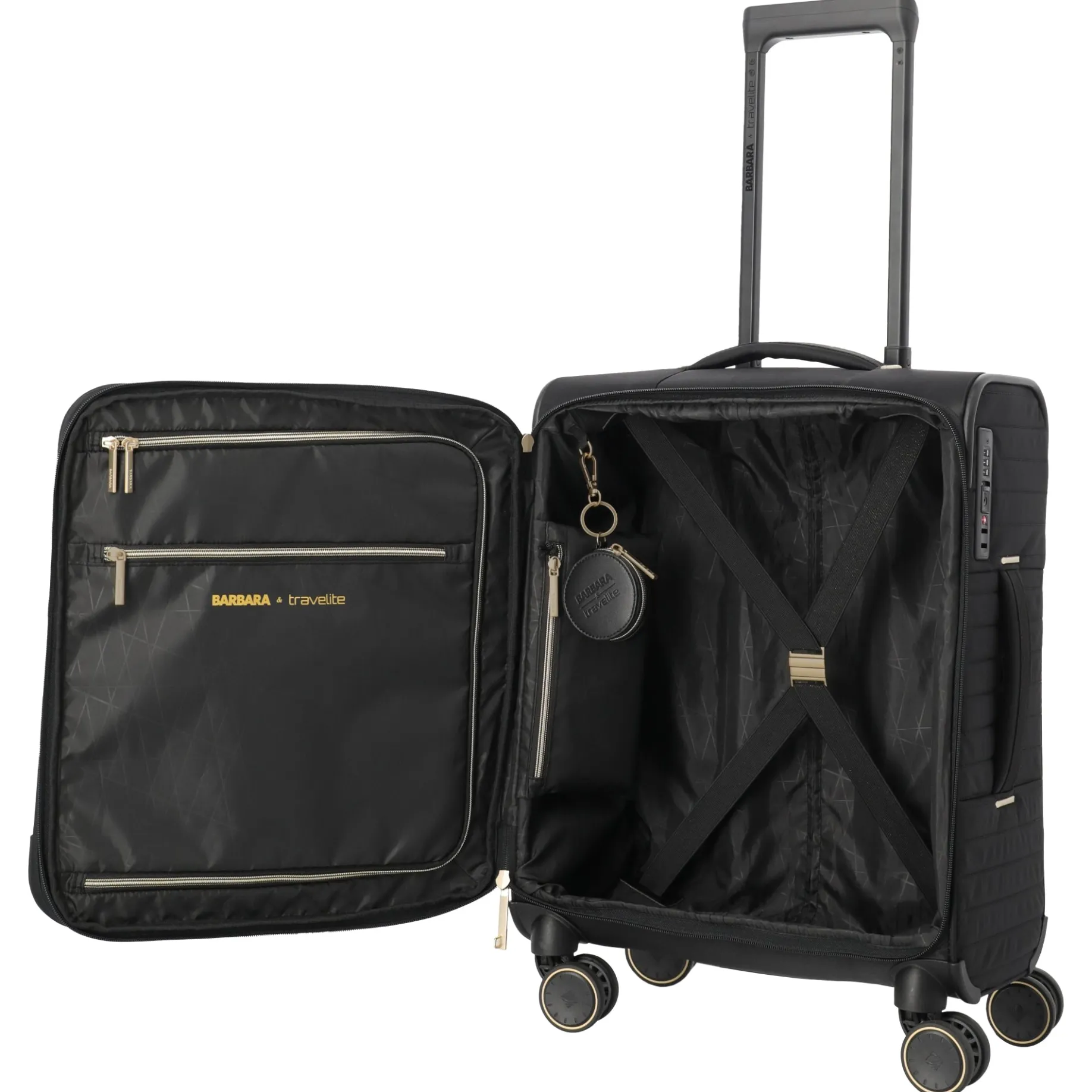 BARBARA Stepp - 4-Rollen-Trolley S 55 cm erw. (schwarz, 55 cm)