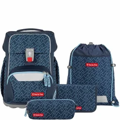 Basis - Schulranzen Set 4tlg. (Blue Lines)
