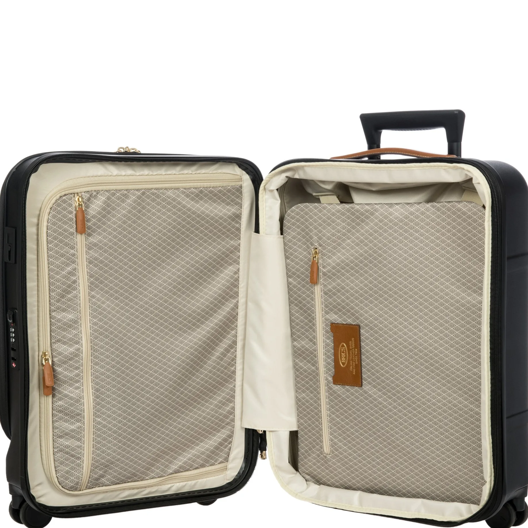 Bellagio - 4-Rollen-Kabinentrolley mit Vortasche 55 cm erw. recycelt (black/tan)