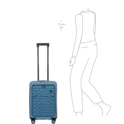 BY Ulisse - 4-Rollen-Kabinentrolley mit Vortasche 55 cm erw. USB (grey blue)