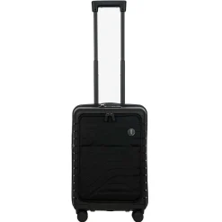 BY Ulisse - 4-Rollen-Kabinentrolley mit Vortasche 55 cm erw. USB (black, 55 cm (Vortasche))