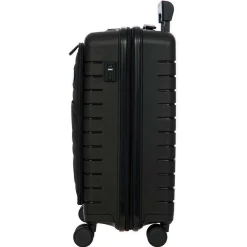 BY Ulisse - 4-Rollen-Kabinentrolley mit Vortasche 55 cm erw. USB (black, 55 cm (Vortasche))