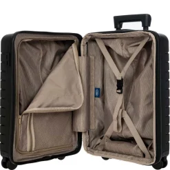 BY Ulisse - 4-Rollen-Kabinentrolley mit Vortasche 55 cm erw. USB (black, 55 cm (Vortasche))