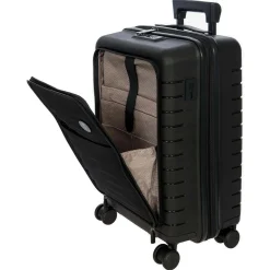 BY Ulisse - 4-Rollen-Kabinentrolley mit Vortasche 55 cm erw. USB (black, 55 cm (Vortasche))