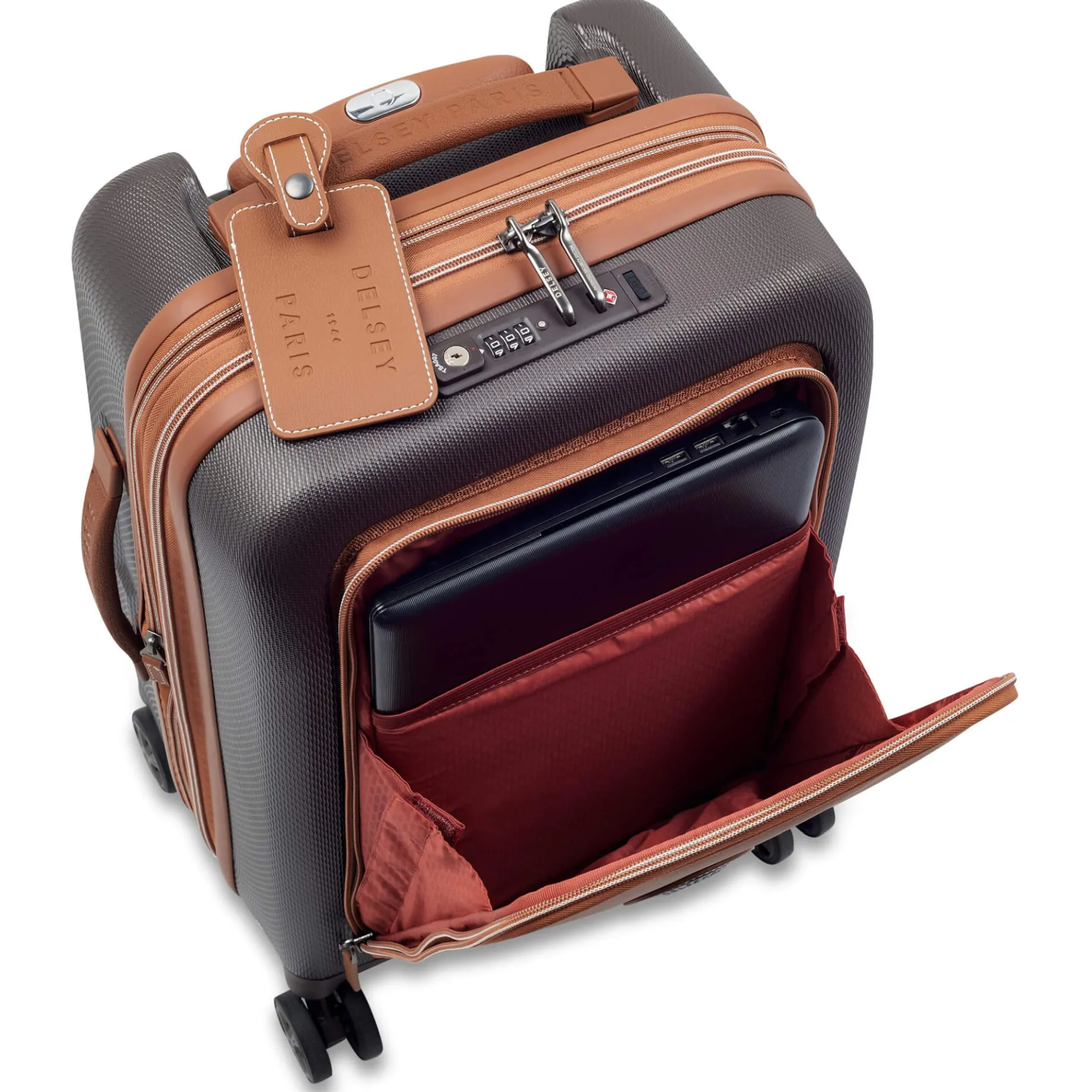 Chatelet Air 2.0 - 4-Rollen-Kabinentrolley 55 cm erw. 14" USB (braun)