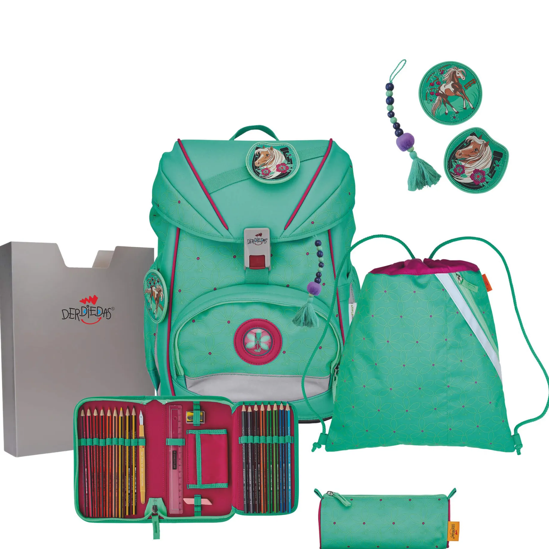 ErgoFlex - Schulranzen Set 5tlg. 800g (Peppermint Pony)