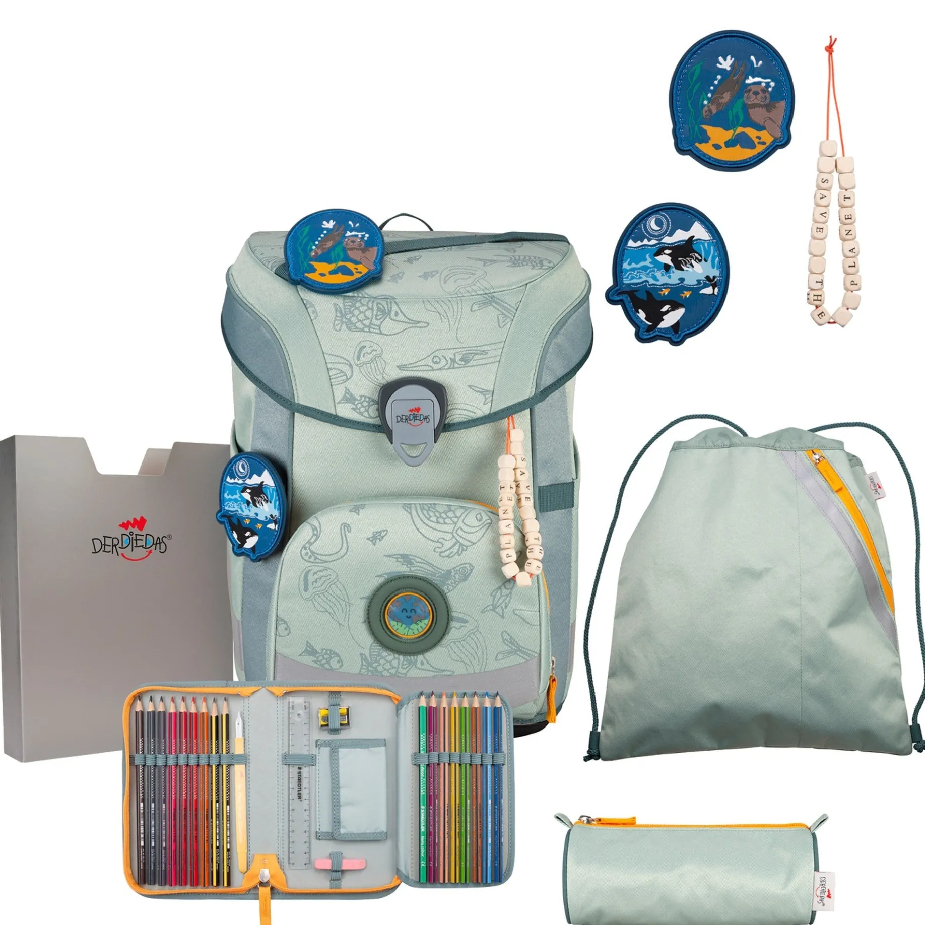 ErgoFlex Easy Exclusive ECO - Schulranzen Set 5tlg. 950g (Grey Planet)