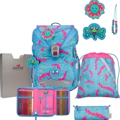 ErgoFlex Superlight - Schulrucksack Set 5tlg. 650g (Happy Pixel)