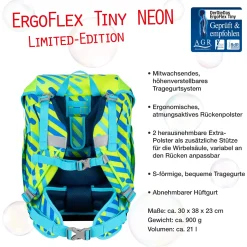 ErgoFlex Tiny Exklusiv Neon - Schulranzen Set 5tlg. 900g (Monster)