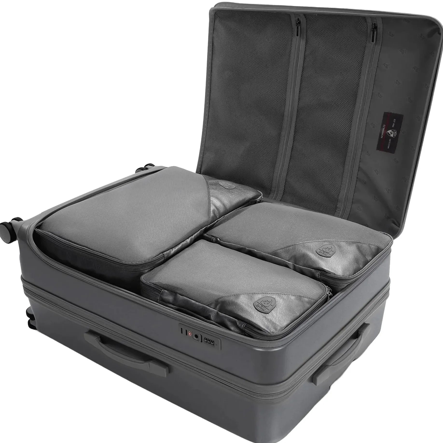 EZ Fashion - 4-Rollen-Trolley Set 3tlg. 15.6" erw. (charcoal)