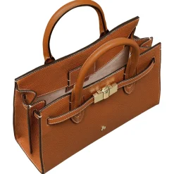 Farah - Henkeltasche M 28 cm (Farbe: cognac brown)