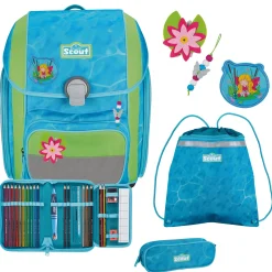 Genius DIN - Schulranzen Set 4 tlg. mit Turnbeutel (Water Lily)
