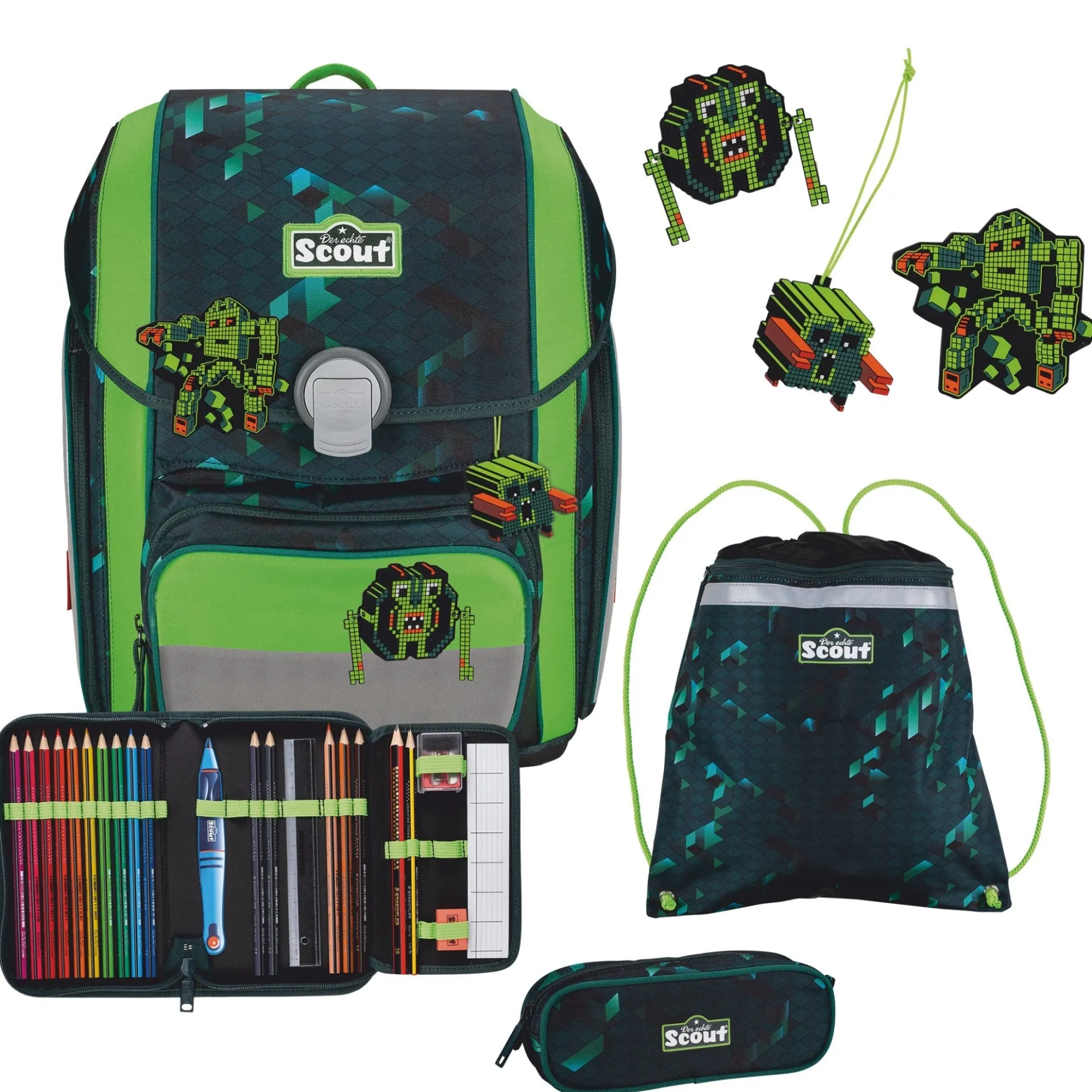 Genius DIN - Schulranzen Set 4 tlg. mit Turnbeutel (Cubes)
