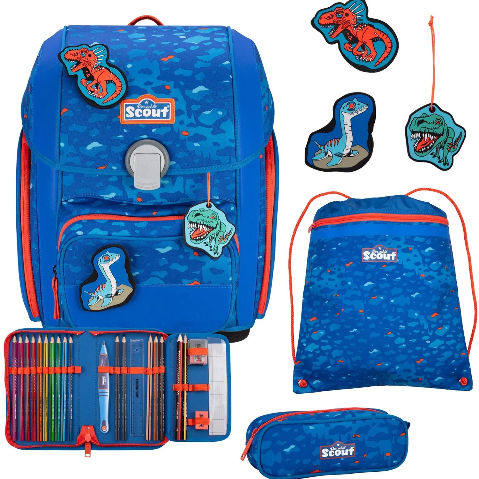 Genius Exklusiv Superflash - Schulranzen Set 4tlg. (Blue Dino)