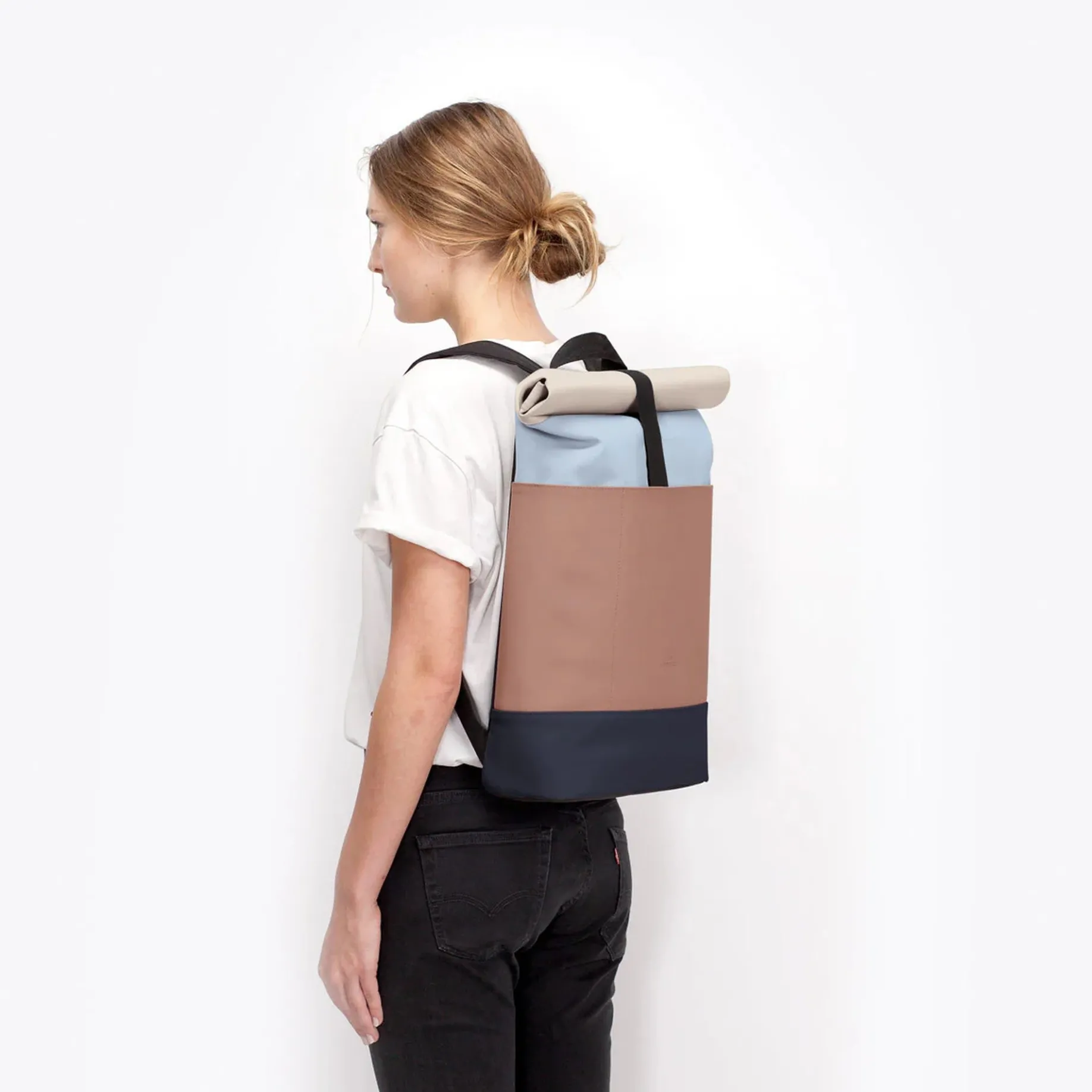 Hajo Medium Lotus Rolltop - Rucksack 16'' 45 cm (fog blue/redwood)