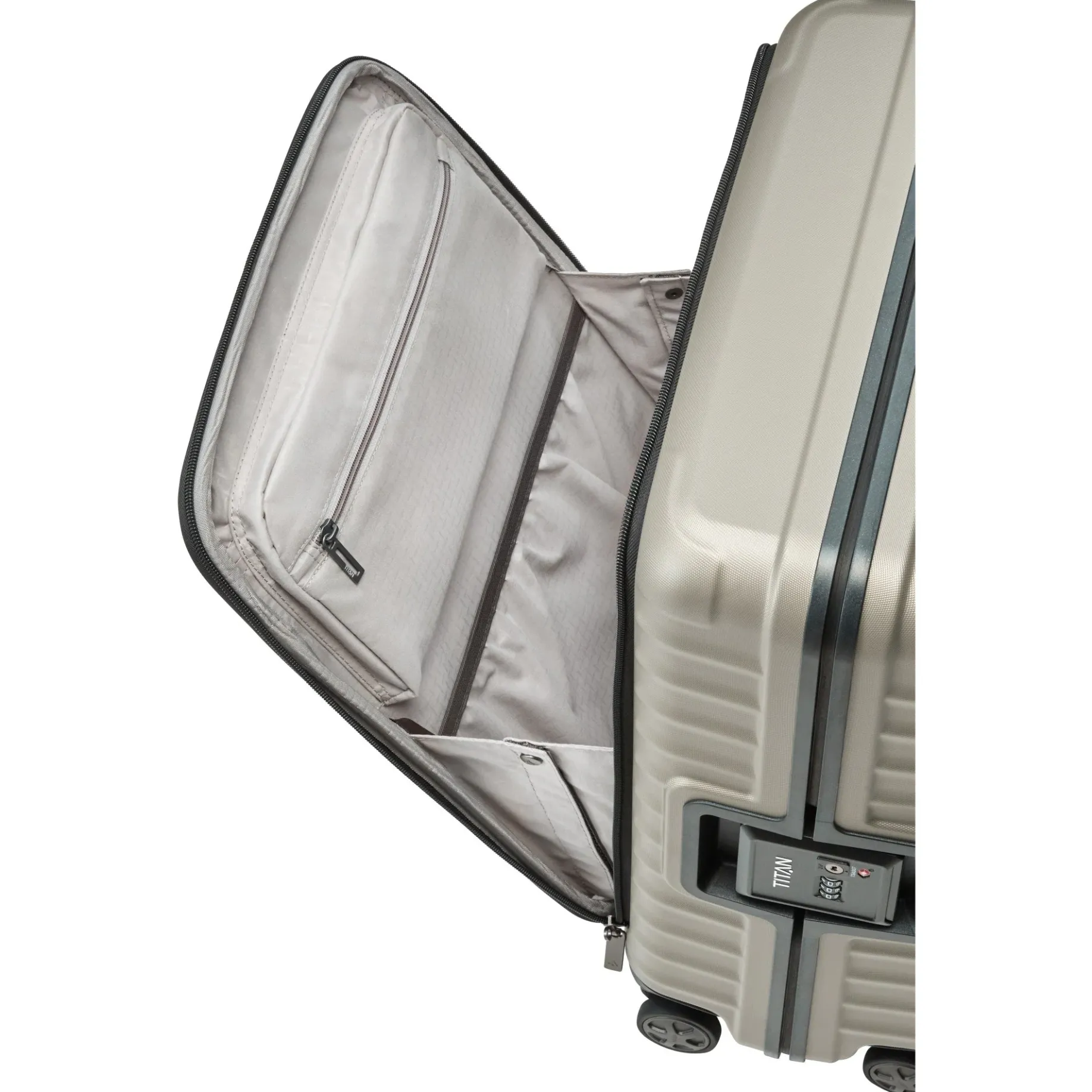 LITRON FRAME - 4-Rollen-Kabinentrolley mit Vortasche 55 cm (champagner)