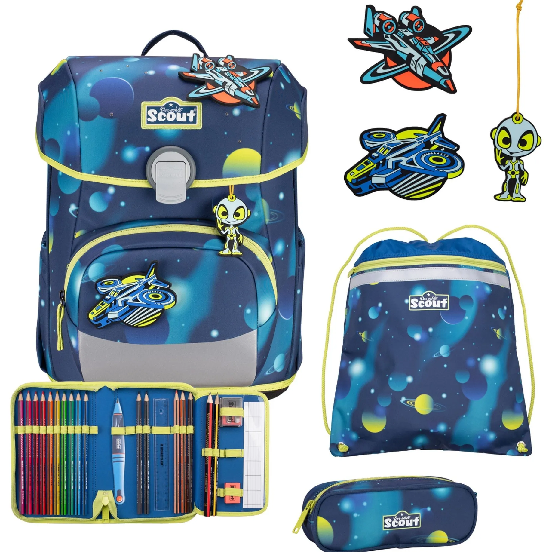 Neo Exklusiv LED - Schulranzen Set 4tlg. (Planets)