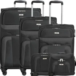 Orlando - 4-Rollen-Trolley Set L erw./M. erw./S + Boarding Bag + Beautycase 5tlg. (schwarz)