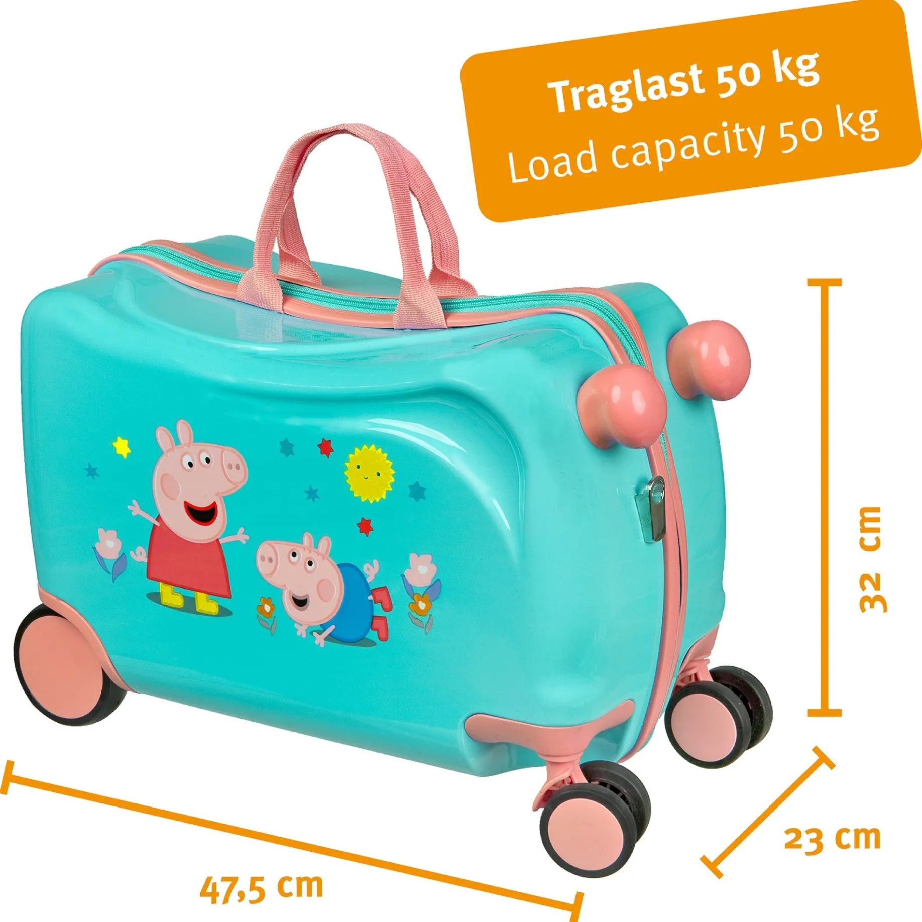 Peppa Pig Ride-On - 4-Rollen-Kindertrolley 47.5 cm (Peppa Pig)