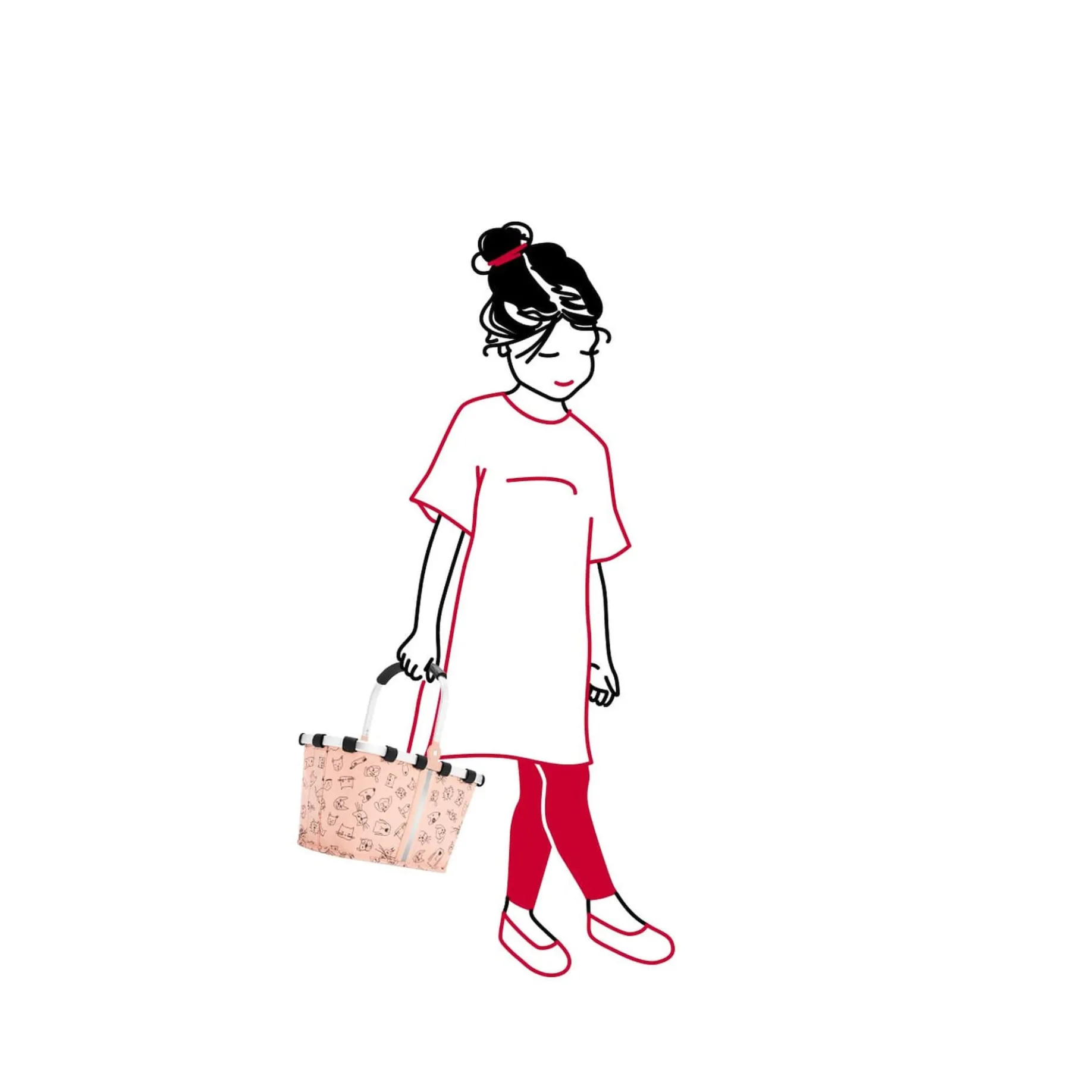 reisenthel carrybag xs - Einkaufskorb 21 cm (cats and dogs rose)