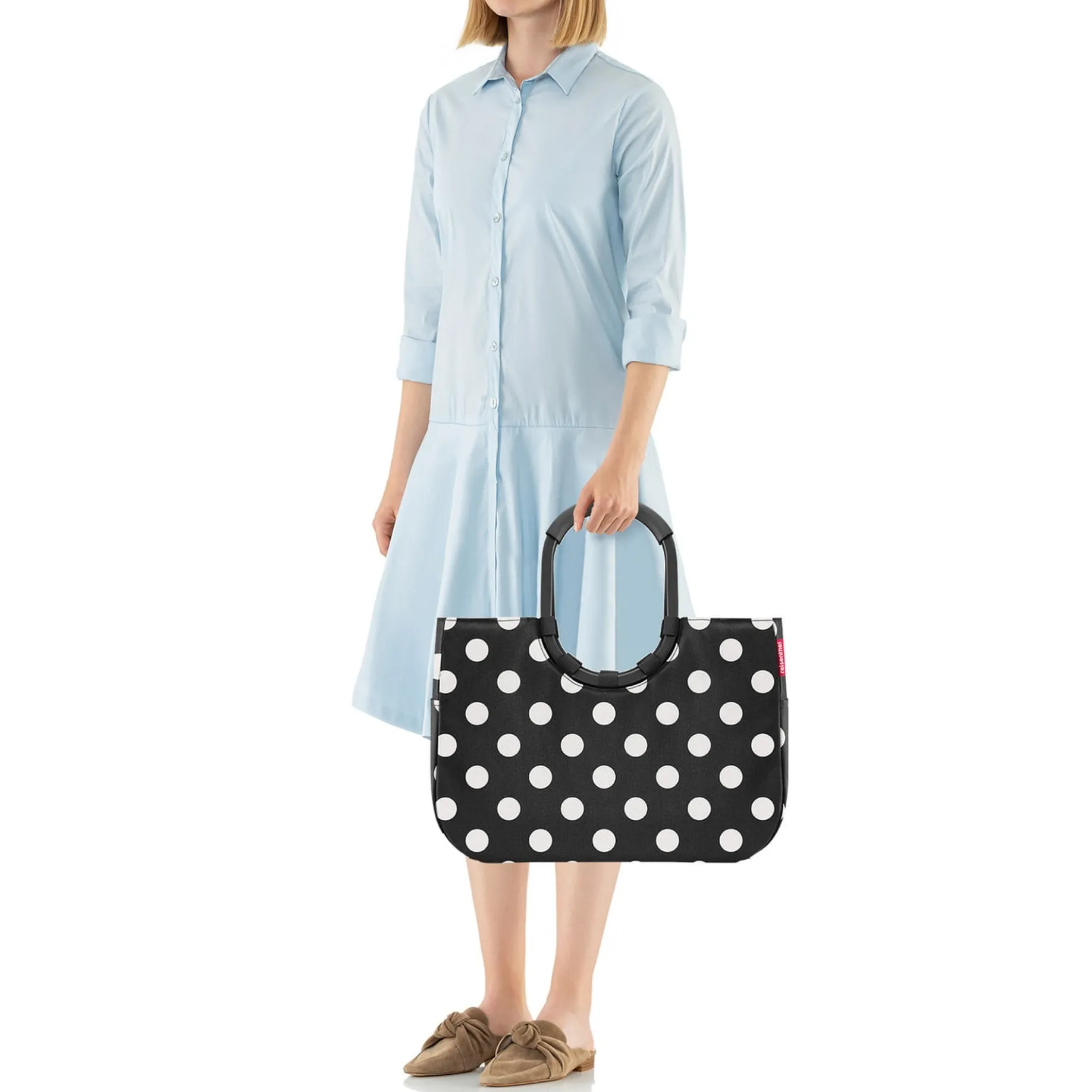 reisenthel shopping loopshopper L - Einkaufstasche mit Bügel 46 cm (frame dots white)