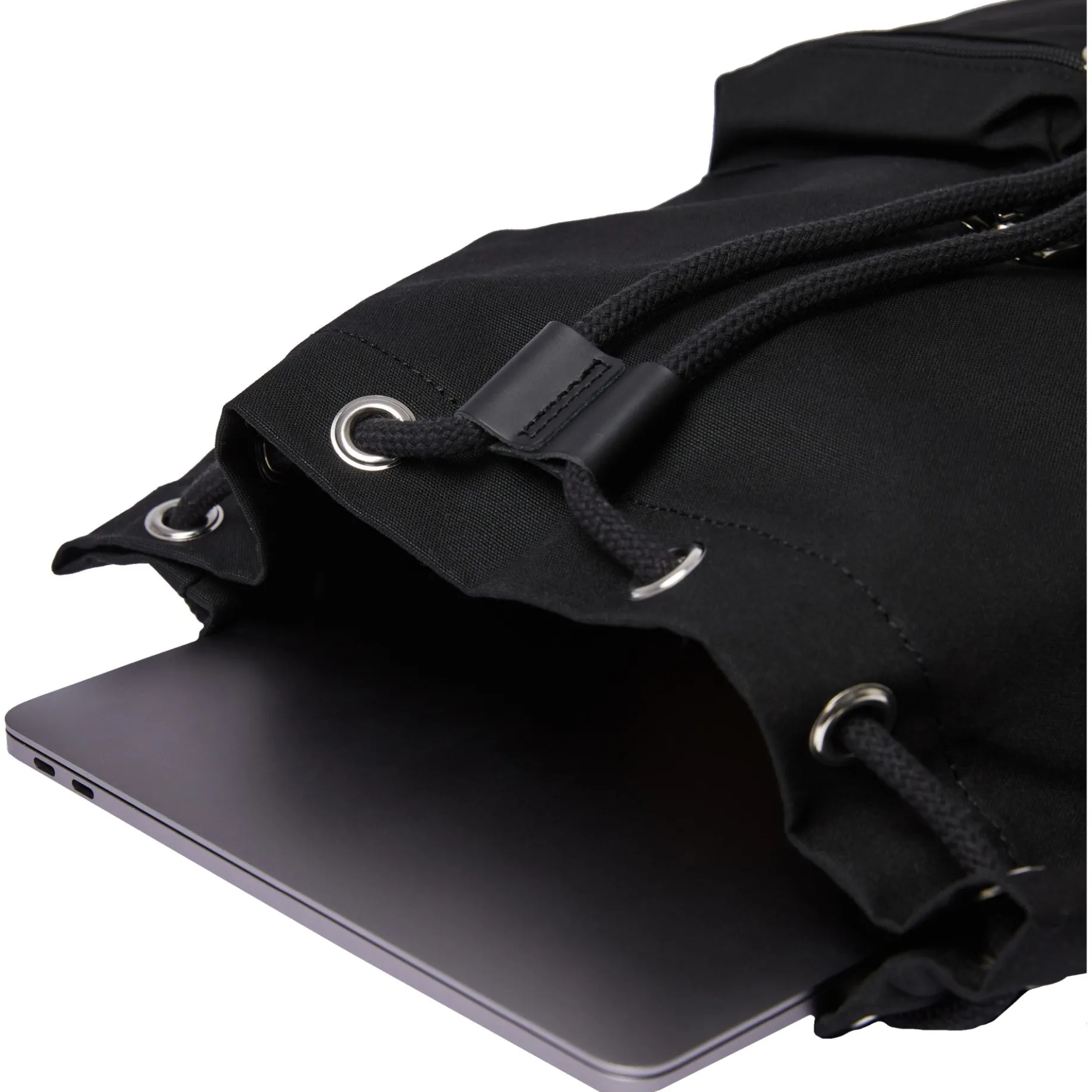 Roald - Rucksack 15" 36 cm (black with black leather)