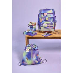 School Set Boxy Unique - Schulranzen Set 7tlg. (Gradient Green/Purple)