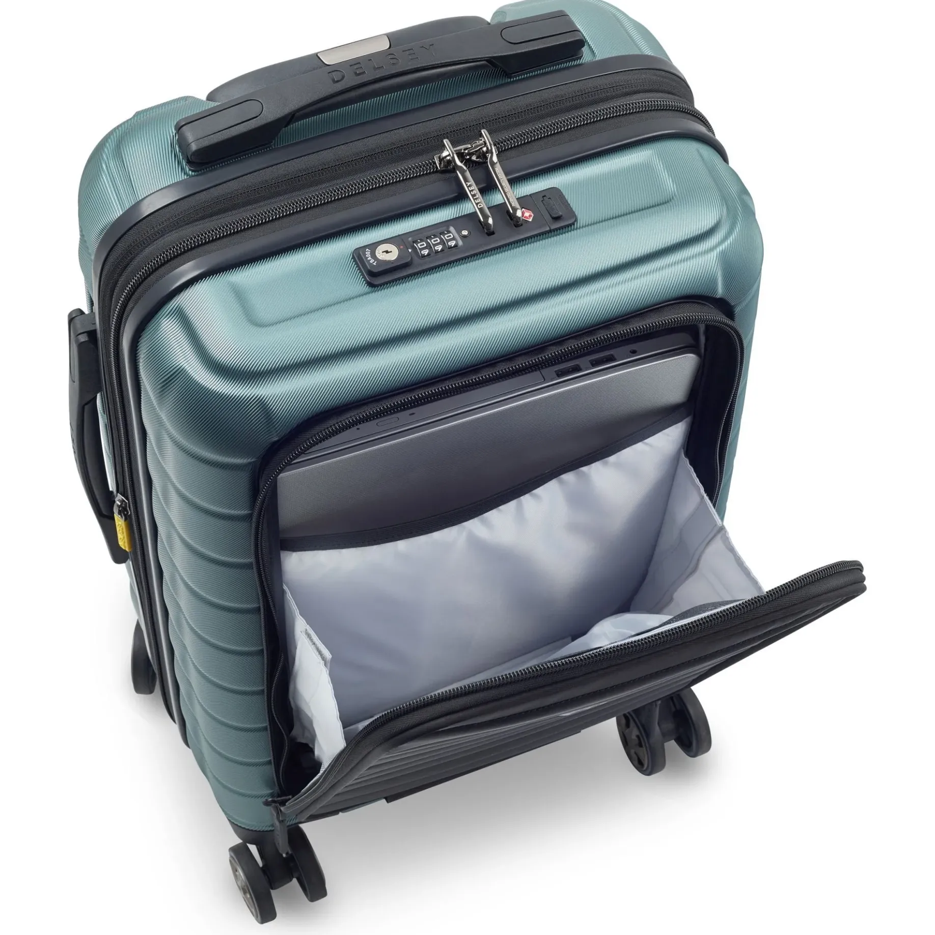 Shadow 5.0 - 4-Rollen-Kabinentrolley mit Vordertasche S 55 cm erw. USB (grün)