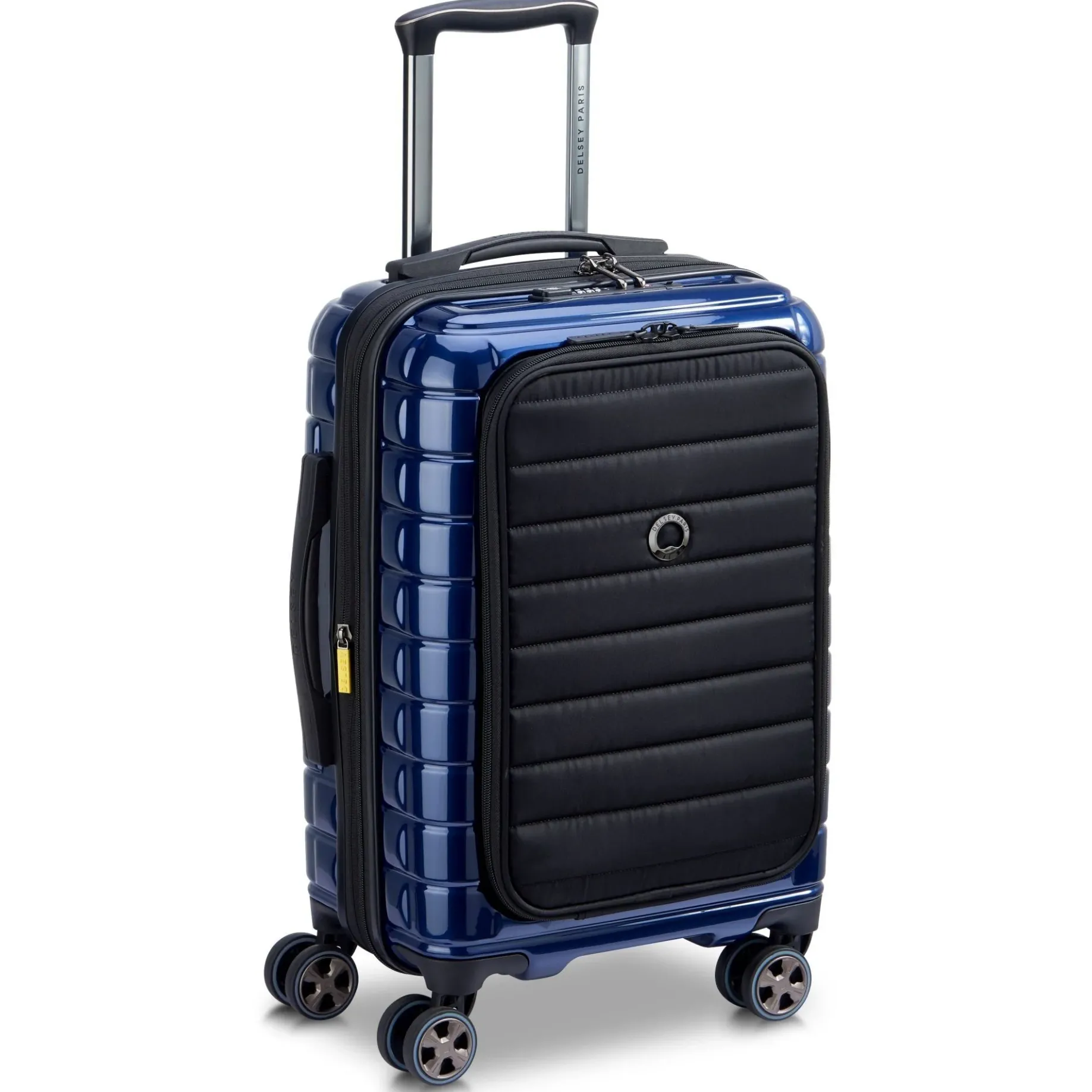 Shadow 5.0 - 4-Rollen-Kabinentrolley mit Vordertasche S 55 cm erw. USB (marineblau)