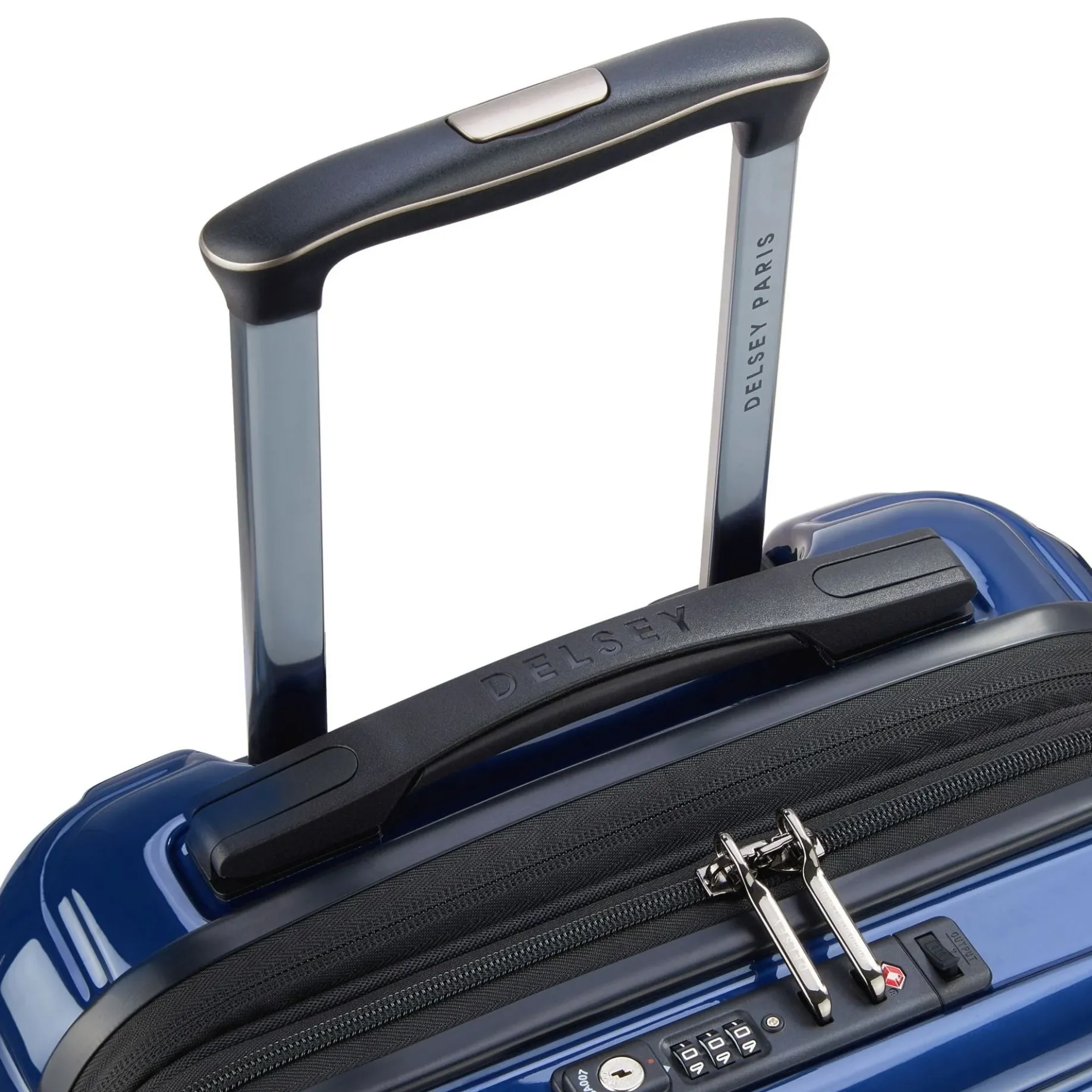 Shadow 5.0 - 4-Rollen-Kabinentrolley mit Vordertasche S 55 cm erw. USB (marineblau)