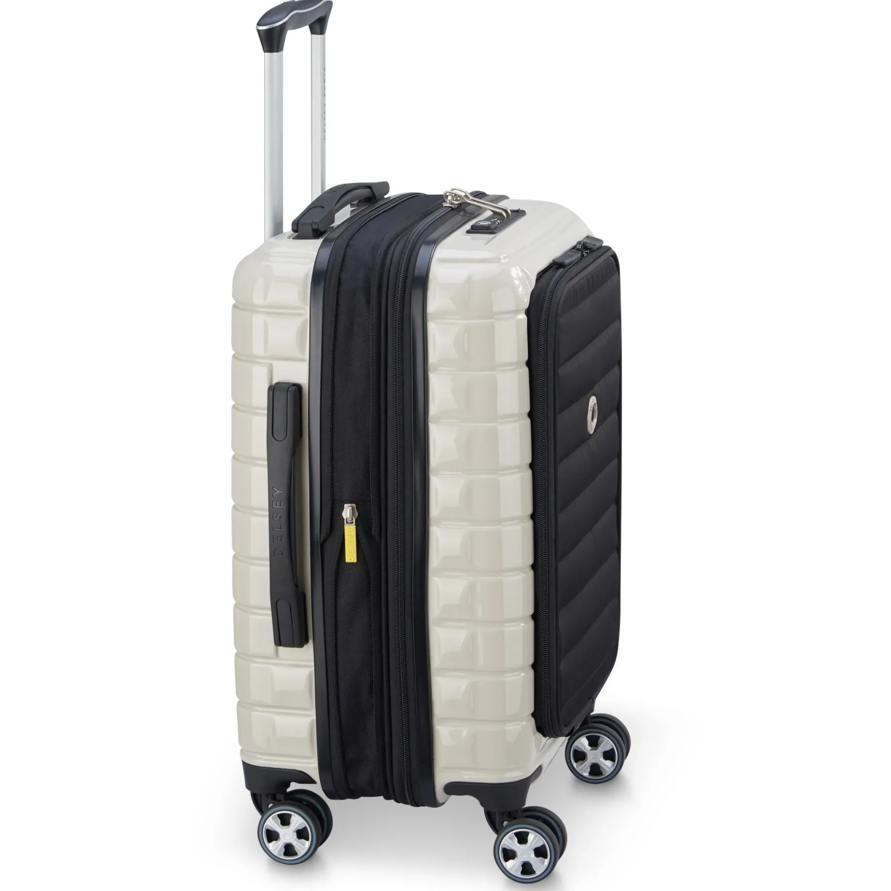 Shadow 5.0 - 4-Rollen-Kabinentrolley mit Vordertasche S 55 cm erw. USB (elfenbein)