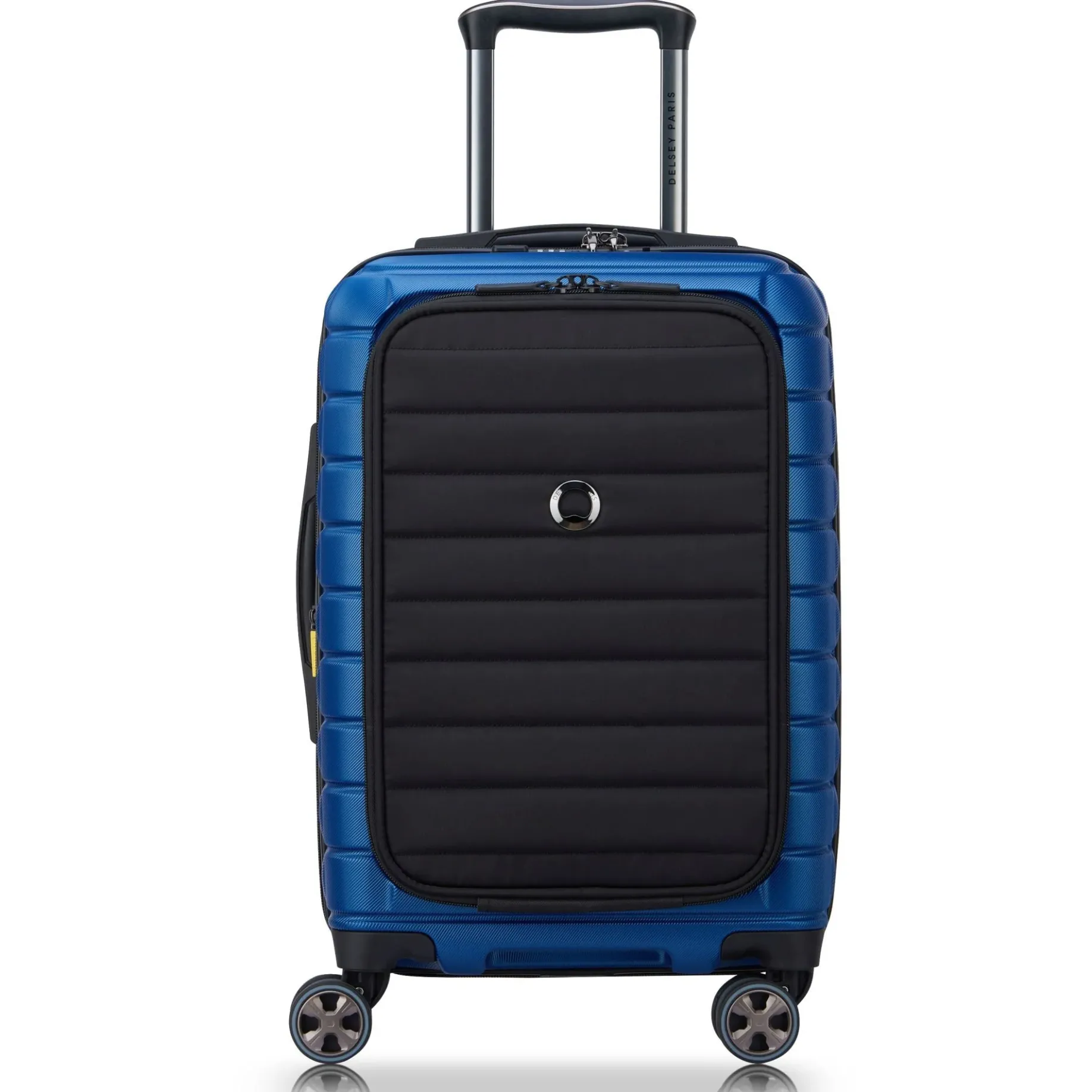 Shadow 5.0 - 4-Rollen-Kabinentrolley mit Vordertasche S 55 cm erw. USB (blau)