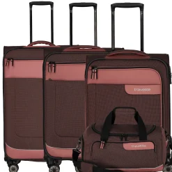 Viia - 4-Rollen-Trolley Set 4tlg. S/M erw./L erw. + Reisetasche (Frühlingsrose)