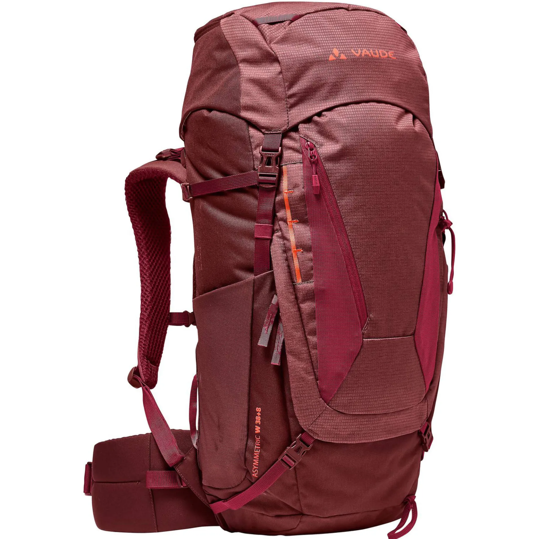 Women's Asymmetric 38+8 - Wanderrucksack 65 cm (dark cherry)
