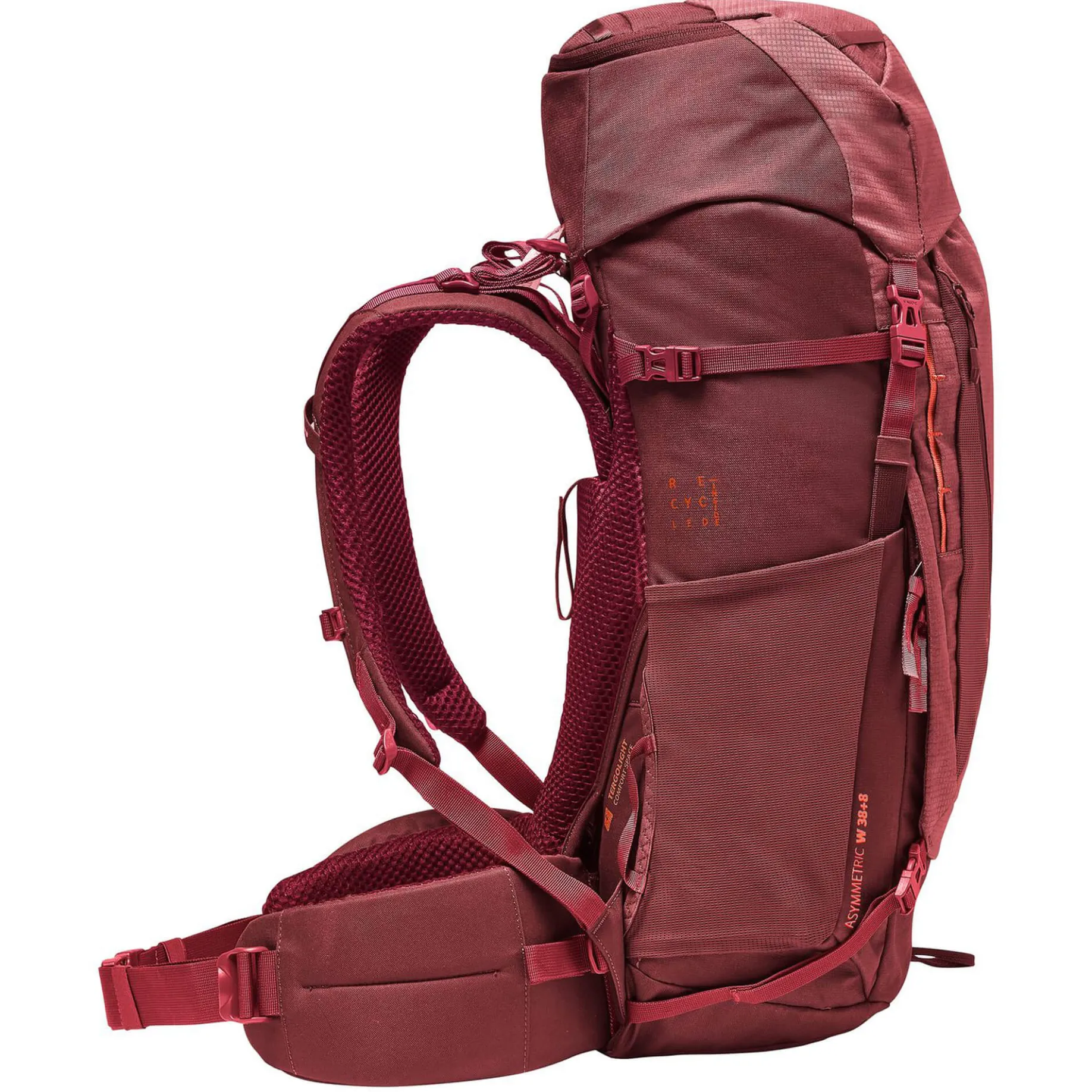 Women's Asymmetric 38+8 - Wanderrucksack 65 cm (dark cherry)